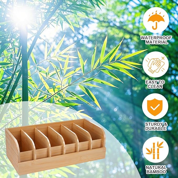 GTI Belt Organizer, 2pcs 6 Compartments Belt Organizer for Closet and Drawer, Bamboo Display Case for Tie and Belt, Belt Holder Storage Organizer for Men Women (Wooden)