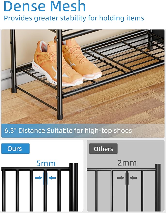6-Tier Shoe Rack, 27" Wide Shoe Organizer for Closet, 24 Pairs Large Metal Shoe Shelf, Entryway, Bedroom, Black