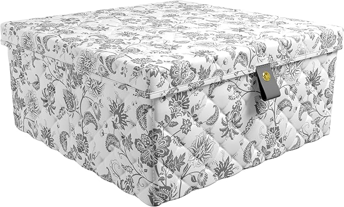 Martha Stewart Essential Collapsible Stackable Decorative Home Storage Organization With Lidded Tops, Lidded Storage Organizer, Bedford Floral