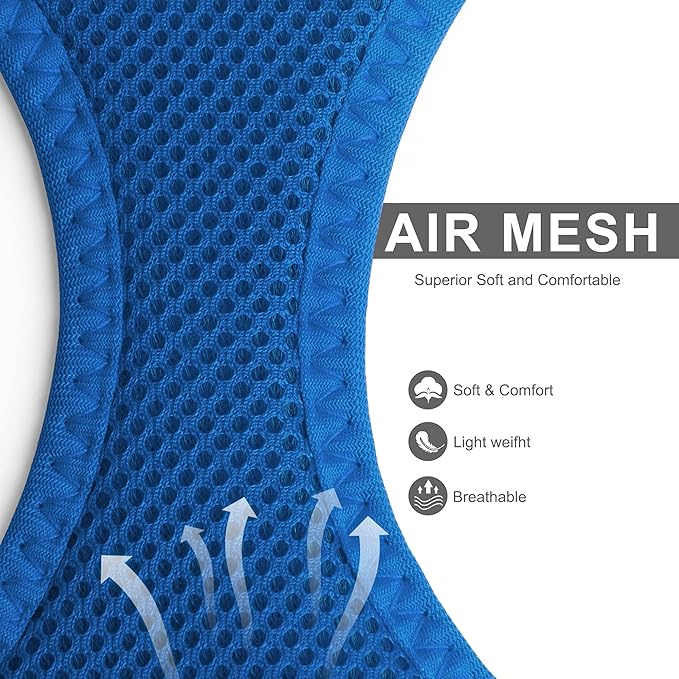 Fida Comfy Dog Harness with Leash, Soft Puppy Vest Escape Proof, Breathable Lightweight Soft Mesh, Adjustable Reflective Step-in Harness for Small & Medium Pet Walking (M, Blue)