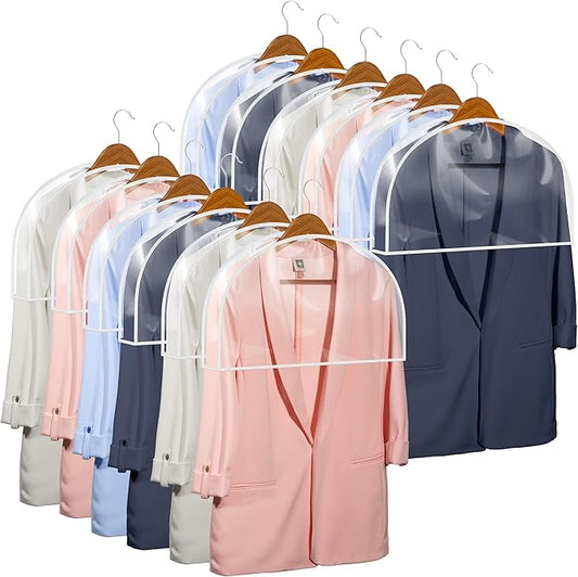 Clear Vinyl Shoulder Covers Closet Suit Protects Storage Home Decor Set of 12, 12"H x 22"W x 2"D