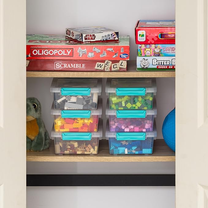 IRIS USA 2 Qt. Plastic Storage Bins Containers with Lids, 6 Pack, Small Sensory Bin, Craft Storage, Craft Organizers & Storage, Organizing Container for Home, Office & Art Supplies, Stackable, Clear