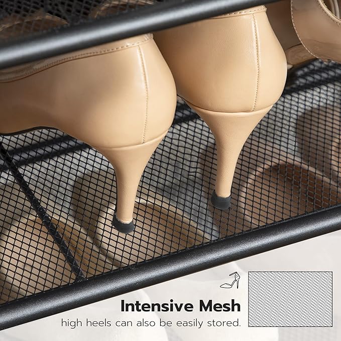 HOOBRO 8 Tier Shoe Rack, 39.4"L Shoe Shelf, Large Capacity Shoe Storage Organizer for 30+ Pairs of Shoes, Front Door Entrance, Entryway, Hallway, Closet, Space Saver, Rustic Brown and Black BF118XJ01