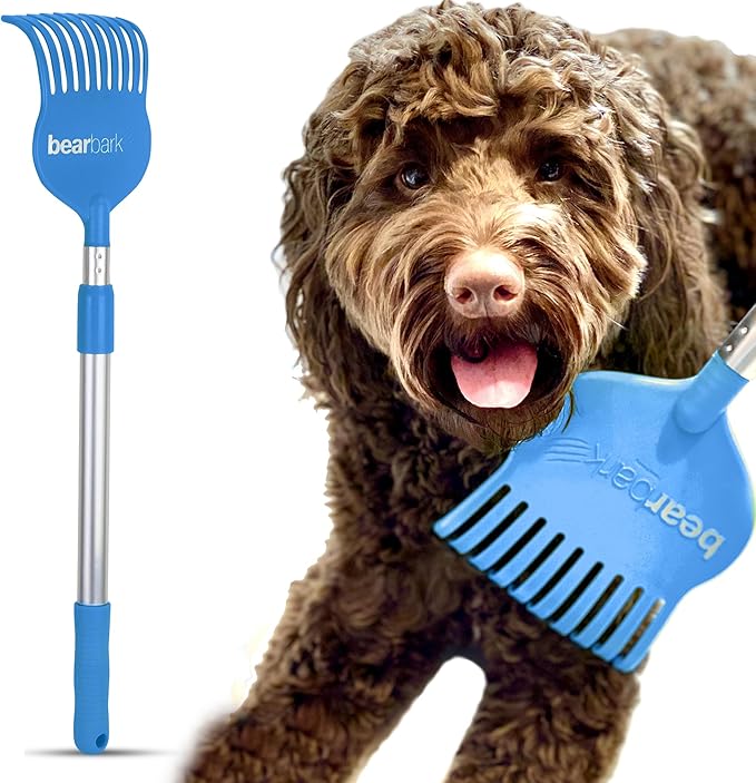 Bearbark Extendable Dog Scratcher (23"-31") - Long Reach Handle to Save Your Back - Gentle Grooming Brush for Medium & Large Dogs - Great Gift for Pet Lovers
