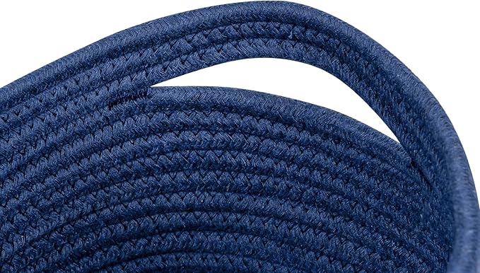 CubesLand Small Storage Baskets for Shelves, Navy Blue Closet Organization Storage Bins Empty Gift Basket 3 Packs Baby Nursery Woven Baskets for Organizing, Rectangular Clothes Closet Shelves Baskets
