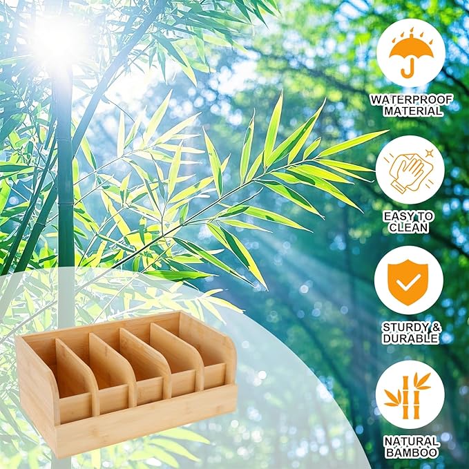 GTI Belt Organizer, 5 Compartments Belt Organizer for Closet and Drawer, Bamboo Display Case for Tie and Belt, Belt Storage Organizer for Men Women (Wooden)