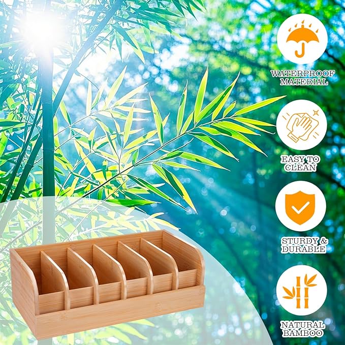 GTI Belt Organizer, 6 Compartments Belt Organizer for Closet and Drawer, Bamboo Display Case for Tie and Belt, Belt Storage Organizer for Men Women (Wooden)