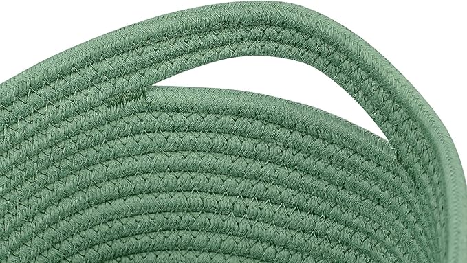 CubesLand Small Storage Basket for Shelves, Woven Rope Green Basket for Organizing, Durable & Skin-Friendly Cube Shelf Closet Organizer Bins, Toy Storage Organizers Bin, Modern Home Decor with Handles