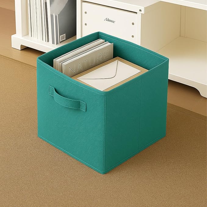 ShellKingdom Storage Bins, Foldable Fabric Storage Cubes And Cloth Storage Organizer Drawer For Closet And Toys, 6 Pack (Forest Green)