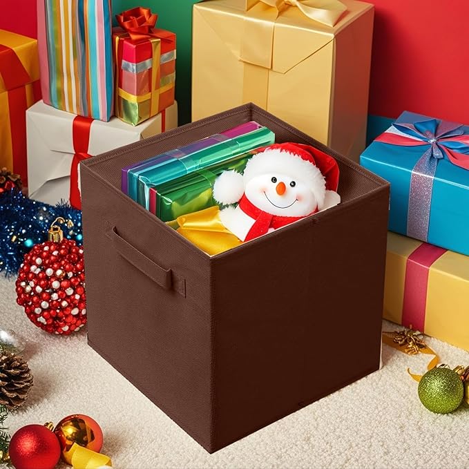 ShellKingdom Foldable Fabric Storage Cubes And Cloth Storage Organizer Drawer For Closet And Toys, 2 Pack (Chocolate)