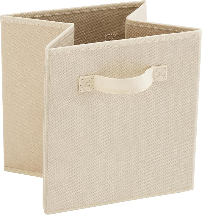 MAX Houser Fabric Cloth Storage Bins,Foldable Storage Cubes Organizer Baskets with Dual Handles for Home Bedroom Storage,Set of 6(Beige)