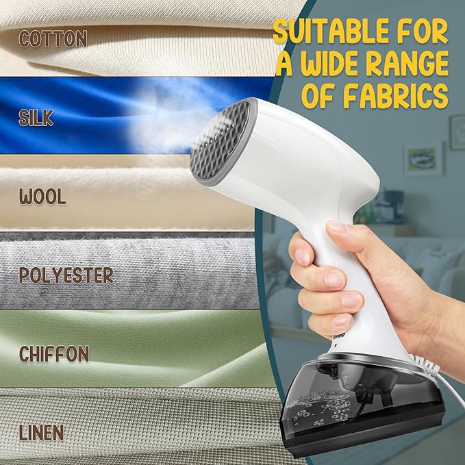 Handheld Steamer for Clothes 1200W, Clothes Steamer with Large 360ml Water Tank, Fast Wrinkle Remover Portable Garment Steamer, Ideal for Home, Office, Travel, White