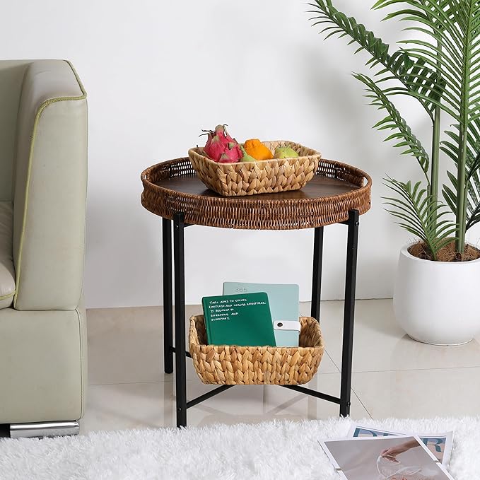 Small Wicker Baskets for Organizing 2 Pack, Hand Woven Baskets for Storage, Towels and Toilet Paper Organization, Woven Gift Basket,Countertop Baskets Set for Organizing