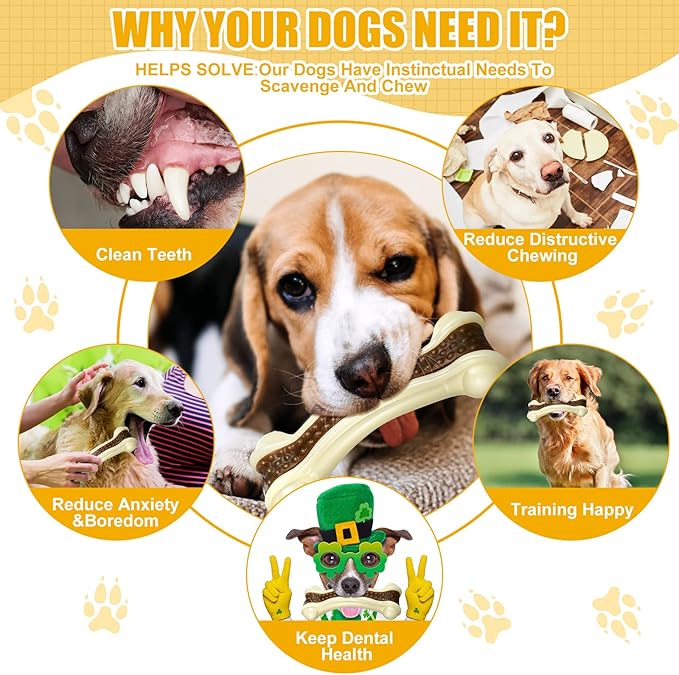 Sosation 6 Pcs Dog Toys for Aggressive Chewers Christmas Nylon Beef Flavor Bones Tough Puppy Teething Toys Puppy Chew Bones for Large Medium Small Breed Dogs Puppies(Medium)