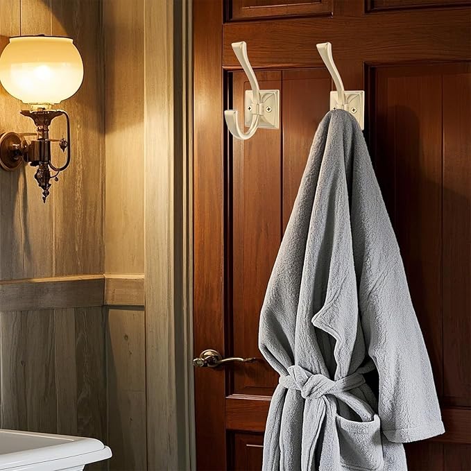 2 Pack Brushed Gold Wall Hooks for Hat, Coat, Towel, Key, Bag, Mudroom Hooks Entrance Bathroom Door Decorative Heavy Duty Coat Hanger