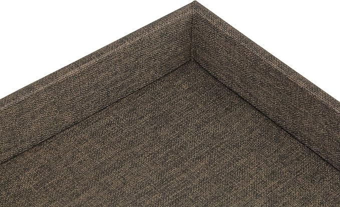 HofferRuffer Elegant Desktop Organizer Tray, Vanity Tray, Storage Jewelry Perfume Organizer, Dresse Catchall for Change Coin Key (Brown Black Faux Leather)