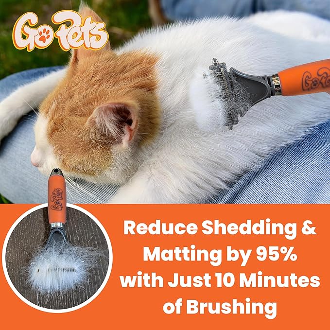 GoPets Dematting Comb for Dogs, Pet Grooming Rake, Double-Sided Dog Brush for Shedding, Deshedding Brush for Cats, Undercoat Mat Dematting Tool for Long Haired Cats, Cat Comb for Grooming Matting Hair