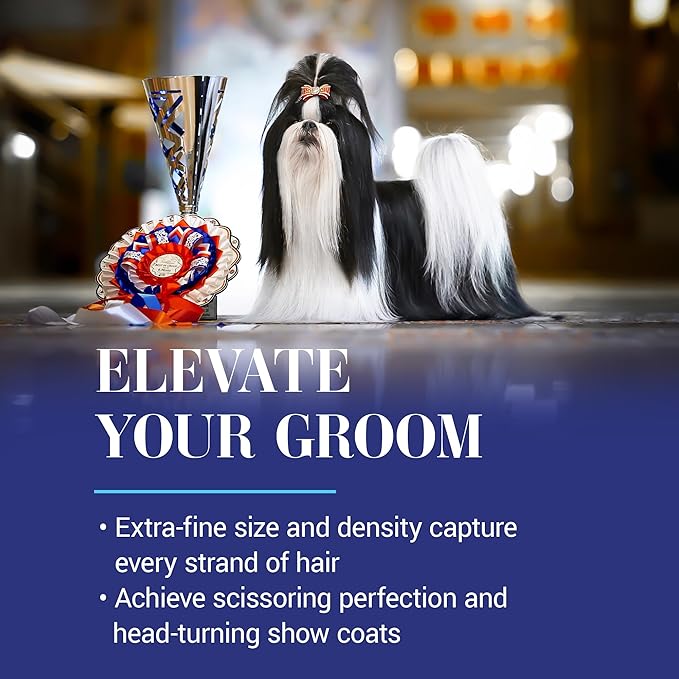 Chris Christensen 504 8.5 in. Fine/Coarse Greyhound-Style Butter Comb, Groom Like a Professional, Rounded Corners Prevent Friction and Breakage, Solid Brass Spin with Steel Teeth, Chrome Finish.