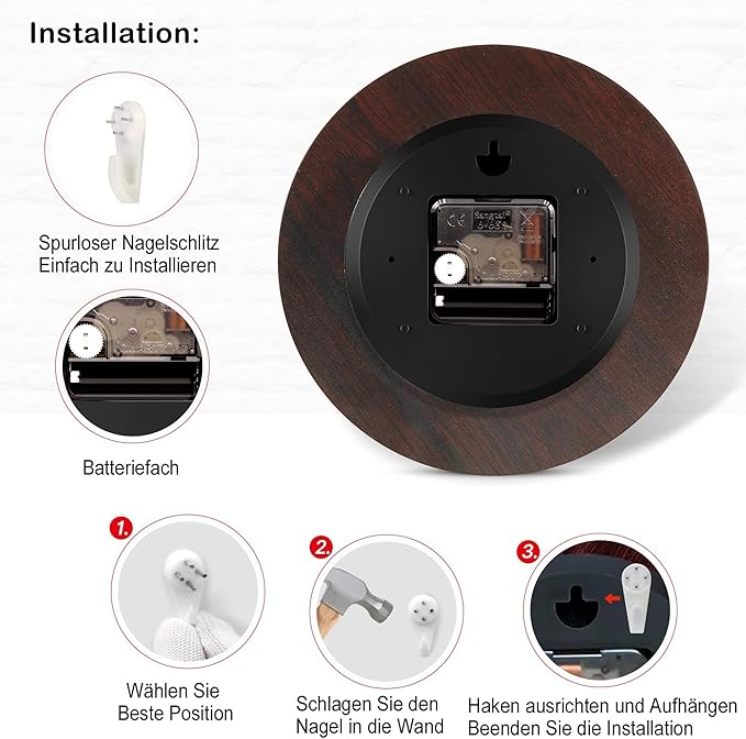 TAHEAT Lavender Wall Clock, Small Vintage Floral Provence Kitchen Clocks, Retro Rustic Battery Operated Wall Clocks for Living Room Bedroom Bathroom Office, 8 Inch