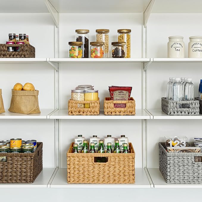 GRANNY SAYS Large Wicker Basket, Decorative Woven Basket for Storage, Wicker Basket with Handles, Waterproof Storage Basket for Shelves, 1-Pack