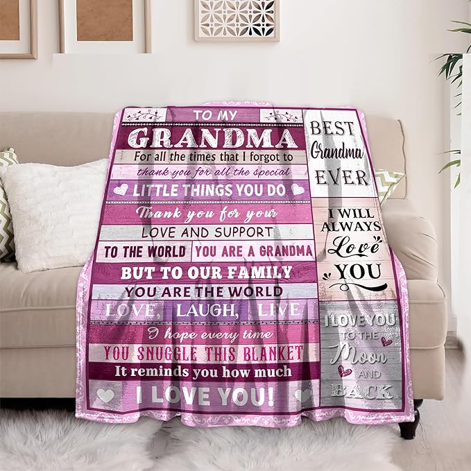 Best Gift for Grandma, Grandma Gifts from Granddaughter Grandson, Grandma Birthday Gift from Grandkids, Grandmother Gifts,Grandma Gift for Christmas Mothers Day, Grandma Blanket Gift 60"X 50"