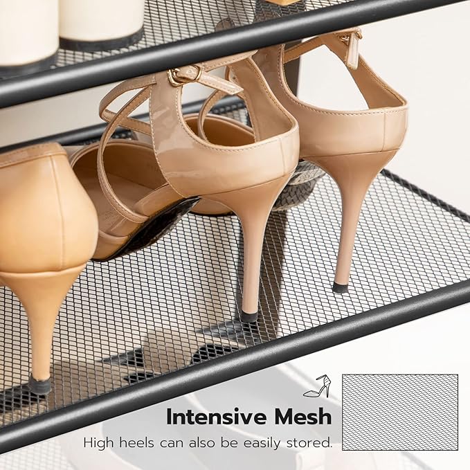 HOOBRO 10-Tier Shoe Rack, 29.5"L Shoe Shelf, Large Capacity Shoe Storage Organizer for 27+ Pairs of Shoes, Front Door Entrance, Entryway, Hallway, Closet, Space Saver, Rustic Brown and Black BF110XJ01