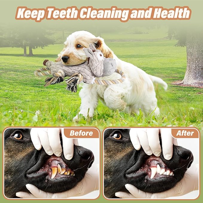 Large Squeaky Dog Toys for Aggressive Chewers,Interactive Tug of War Puppy Toys with Pull Rope,Tough Plush Pet Dog Chew Toys for Small, Medium and Big Dogs