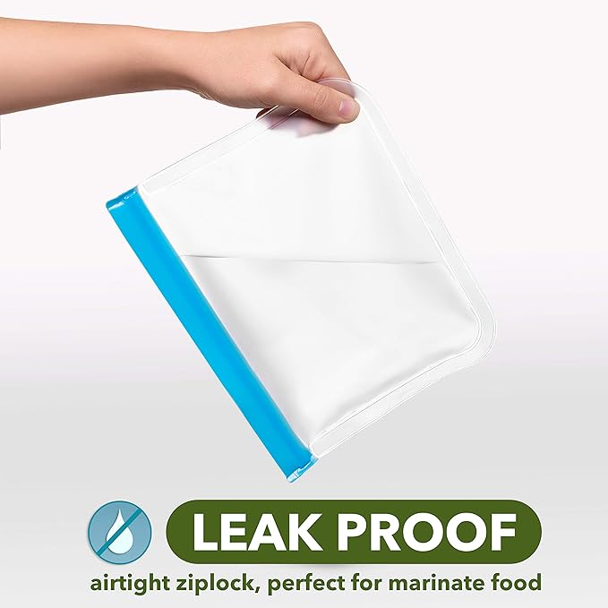 Greenzla Reusable Food Storage Bags - 12 Pack BPA-Free, Extra Thick, Leakproof Freezer & Lunch Carriers; 4 Gallon, Sandwich & Snack Options - Reusable Lunch Bags