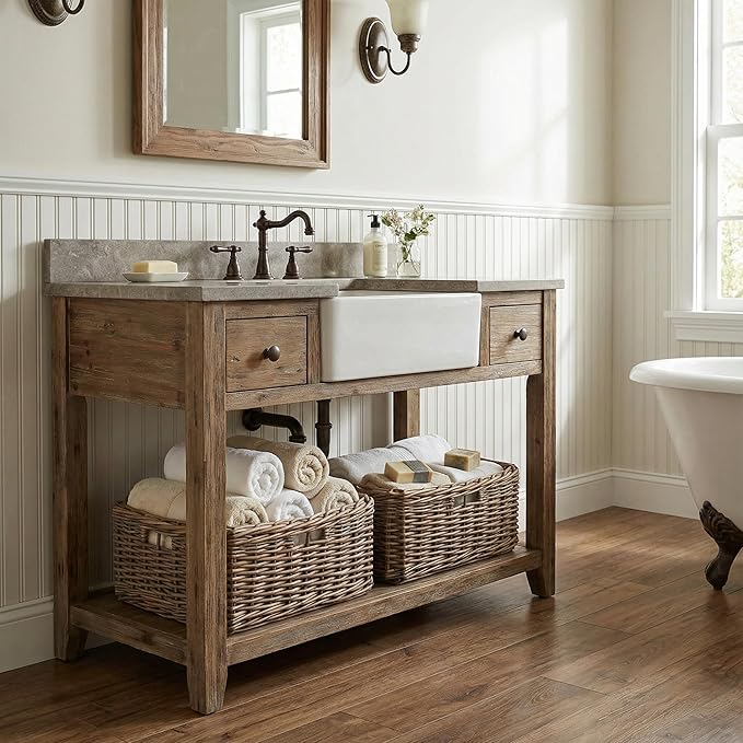 StorageWorks Pantry Baskets, Willow Storage Baskets for Organizing, Shelves, Pantry Organizers and Storage, Brown, 16 ½"L x 13"W x 7 ½"H