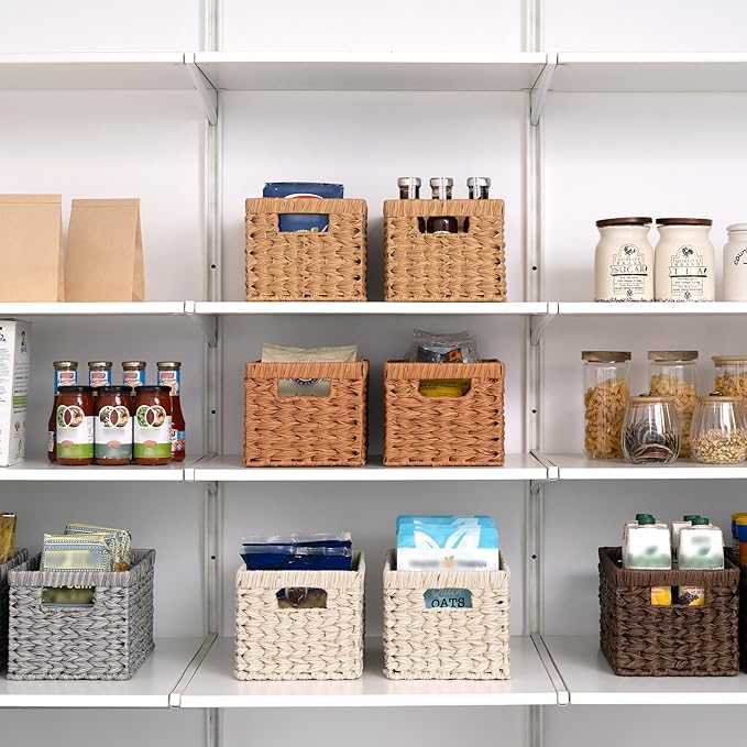 GRANNY SAYS Storage Baskets for Organizing, Wicker Storage Basket for Shelf, Wicker Basket for Organization, Waterproof Basket for Living Room, Decorative Basket for Pantry and Entryway, 2-Pack