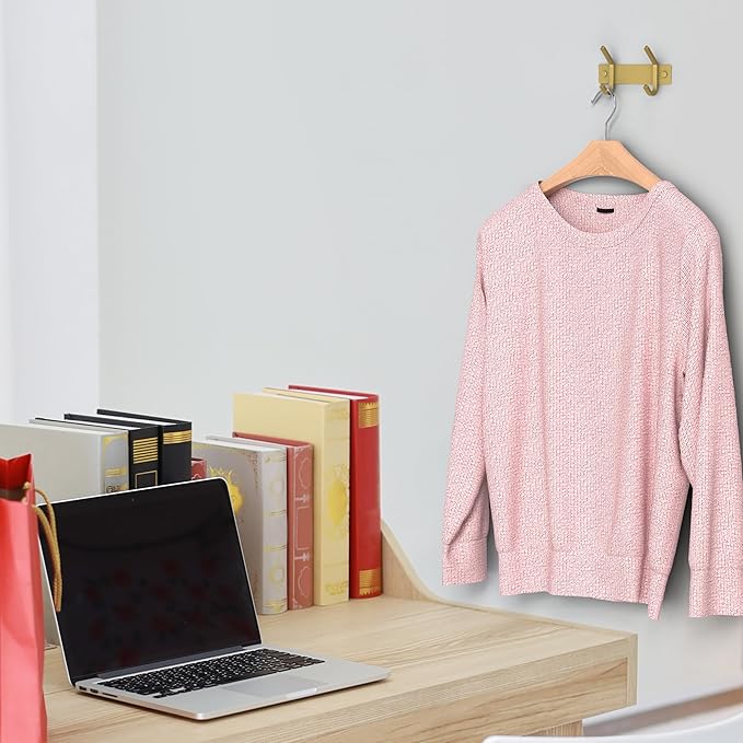 Brushed Gold Small Coat Rack Wall Mount – 6 Inch Stainless Steel Rail with 2 Double Coat Hooks for Entryway, Bathroom, Bedroom, Kitchen – Modern Gold Hook Rack for Coats, Hats, Towels - 2 Pack