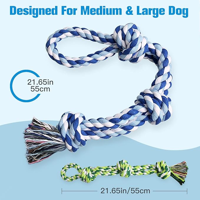 UPSKY Dog Rope Toys 2 Nearly Indestructible Dog Toys for Medium to Large Breed, Dental Cleaning Chew/ Tug Toy for Boredom, Dog Grinding Teeth for Aggressive Chewers