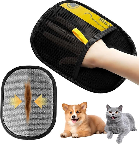 Electrostatic Pet Hair Removal Glove - Reusable, Washable Mitt for Furniture, Carpet, Car Seat & Clothing - Efficient Cat & Dog Hair Remover