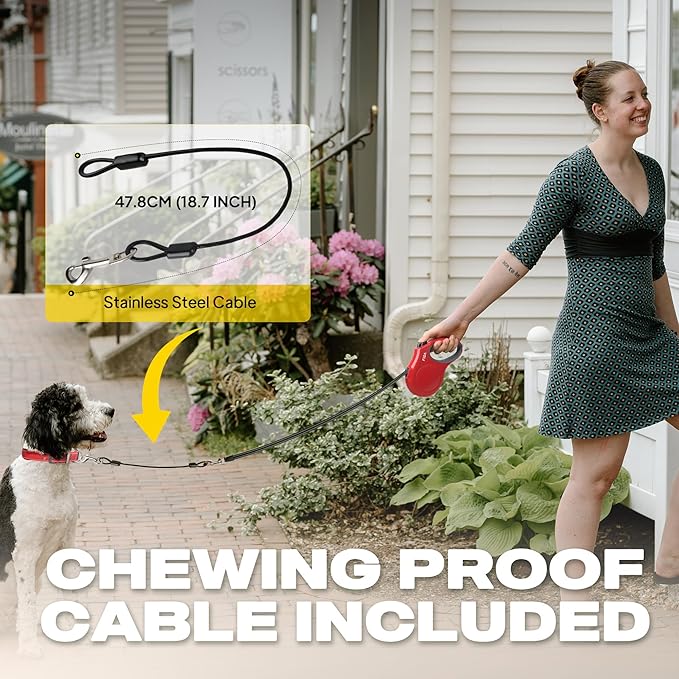 Fida Retractable Dog Leash X-Small Breed, 10ft Durable Pet Walking Leash for Extra Small Dogs/Cats/Small Animals up to 18 lbs, 360° Tangle Free, Red