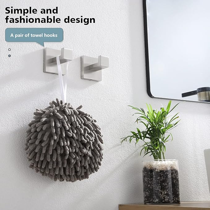 KOKOSIRI Bath Towel Hook Wall Mount Square Robe Hook Coat Hook, Bathroom Kitchen Garage Heavy Duty Wall Mounted, SUS 304 Stainless Steel, Brushed Nickel, B1010BR-P2