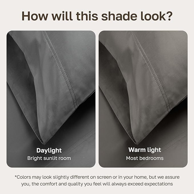 California Design Den Luxury King Size Sheet Set - 100% Cotton, 600 Thread Count Deep Pocket King Sheets, Hotel-Quality Bedding with Sateen Weave - Mist Grey