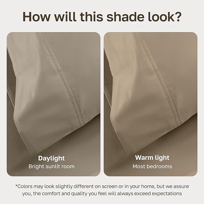 California Design Den Luxury Twin Sheet Set - 100% Cotton, 600 Thread Count Deep Pocket Twin Sheets, Soft Hotel-Quality Bedding with Sateen Weave (Cool Taupe)