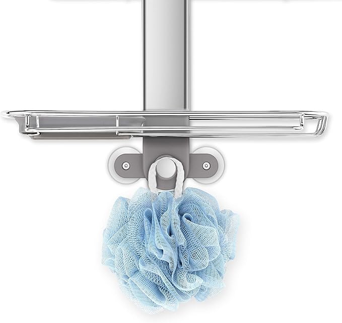 simplehuman Adjustable and Extendable Shower Caddy Large, Stainless Steel and Anodized Aluminum
