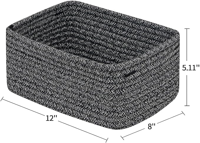 CubesLand Mixed Black Baskets Bins for Organizing,Small Woven Storage Baskets for Shelves,Cute Closet Cube Bins Set 2,Baby Nursery Cube Organizer Toys Basket Bin,Home Decor Organization Bins