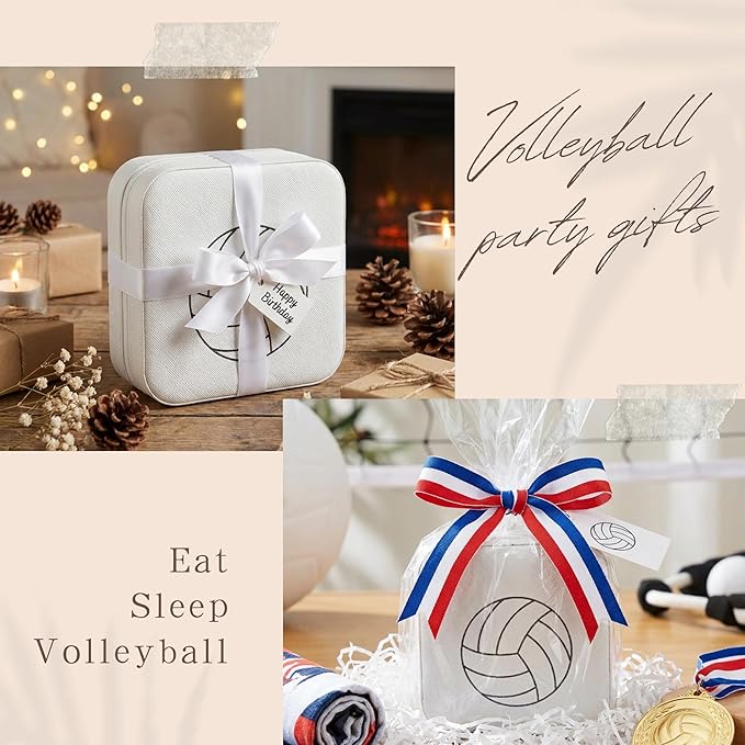12-Pack Volleyball Portable Jewelry Box for DIY Team Personal Name Small Travel White Sport Jewelry Case Bulk Gifts for Volleyball Team Players Teammates Coaches Christmas Ideas for Jewelry Storage