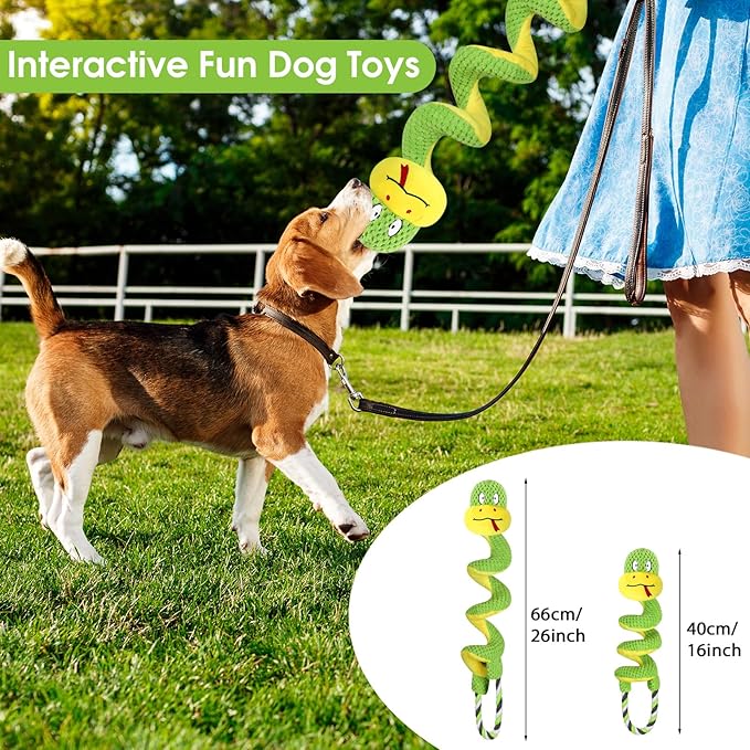 Chew-Resistant Dog Rope Toy with Squeaker & Crinkle Paper | Interactive Puppy Toys for Anxiety Relief & Dental Care | Tough Chew Toys for Small, Medium, and Large Dogs