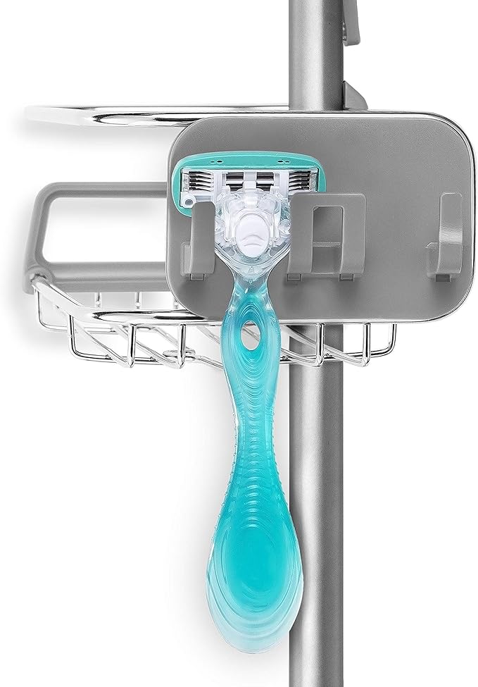 simplehuman Adjustable and Extendable Shower Caddy Large, Stainless Steel and Anodized Aluminum