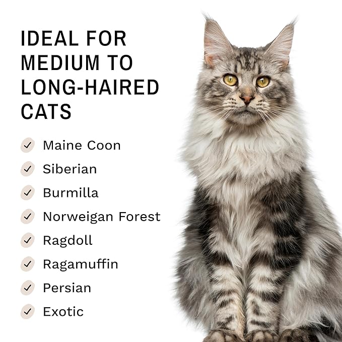 Eye Envy ProGlide Deshedding and Detangling Comb for Long-Haired Cats | Remove Undercoat, Excess Hair, Tangles & Knots | 6" Dual-Tooth Comb with Rounded Pins