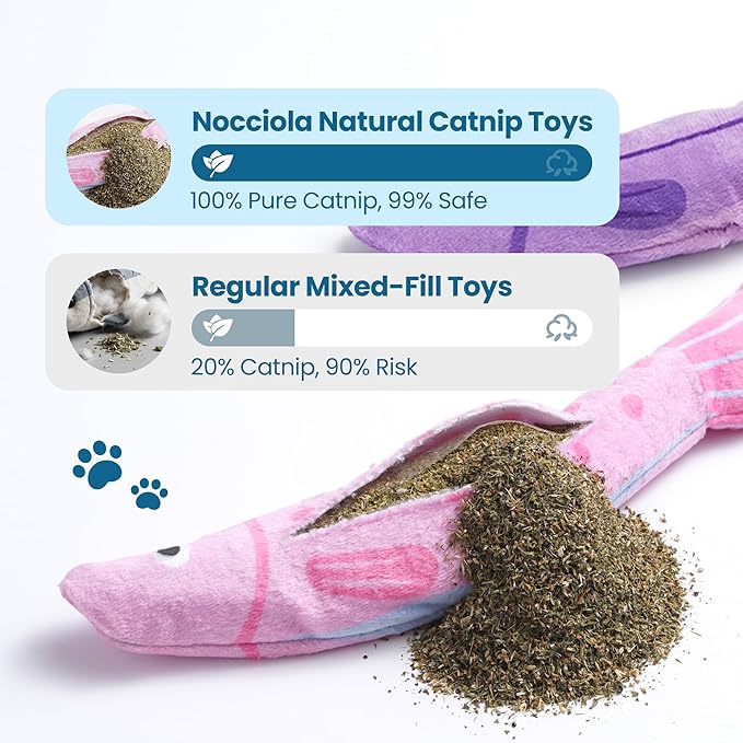 Catnip Toys, [9000mg] Extra Large Cat Toys for Indoor Cats, 100% Natural North American Catnip Floppy Fish, Crinkle Sound, Soft Cotton-Free Surface for Chewing, Teething & Kicking