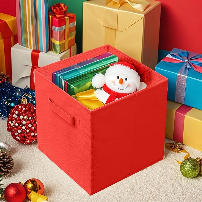 ShellKingdom Storage Bins, Foldable Fabric Storage Cubes and Cloth Storage Organizer Drawer for Closet and Toys Storage, 6 Pack (Red)