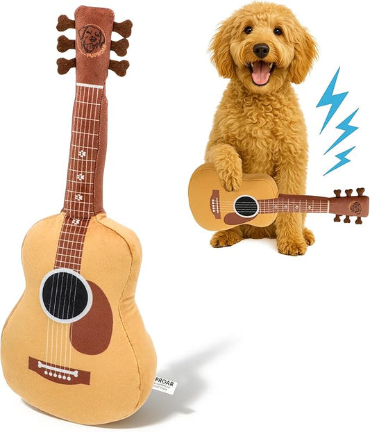 Acoustic Guitar Dog Toy – Christmas & Birthday Dog Gift, Interactive Squeaker & Crinkle, Plush & Cute, Fun Puppy Stocking Stuffer