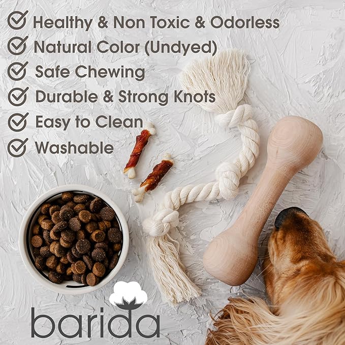 Barida Pet Supplies 100% Natural Cotton Rope Dog Toys, Premium White Cotton Dog Chew Toys, Puppy Chew Ropes for Teething, Tough Ropes for Puppy, Small and Medium Dogs