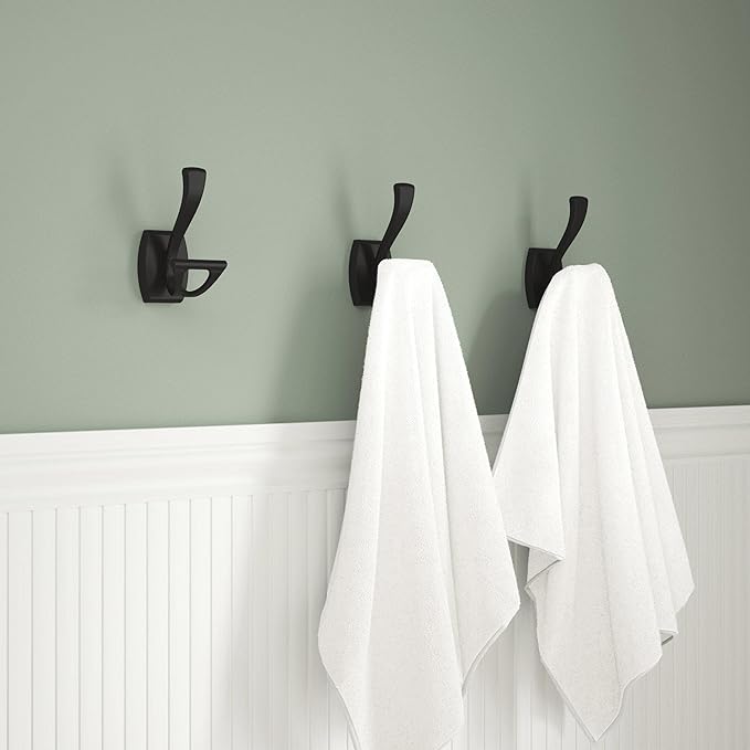 Delta Dansant (1-Pack) Towel Hooks Matte Black Double J Wall Mounted for Robes 2-Prong Holder, Bathroom Accessories DAN35-MB