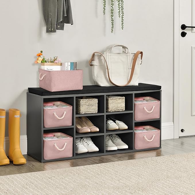 Storage Bins with Sturdy Cotton Handles(3 Pack), Fabric Storage Baskets for Organizing use for Office & Home, Book, Clothes, Toys, Closet Boxes (Large, Pink, 15.7x11.8x7.9 inches)