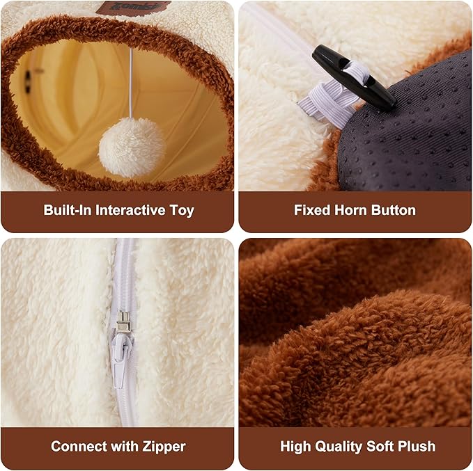 ZOMISA Cat Tunnel Bed for Indoor Cats, Cute Cat Donut Toy Tunnel for Small Large Cats, Peekaboo Pet Cave Play Tunnel for Kitten/Rabbit,Grey